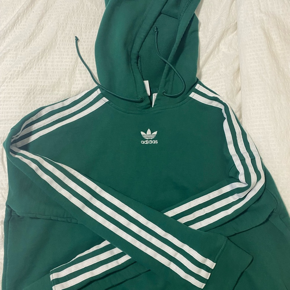 green cropped adidas hoodie